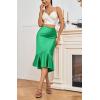 imageALCEA ROSEA Womens Satin High Waisted Silk Aline Wedding Elegant Elastic Midi SkirtGreen 203