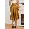imageALCEA ROSEA Womens Satin High Waisted Silk Aline Wedding Elegant Elastic Midi SkirtRich Gold 203