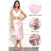 imageALCEA ROSEA Womens Satin High Waisted Silk Aline Wedding Elegant Elastic Midi SkirtRose Pink