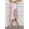 imageALCEA ROSEA Womens Satin High Waisted Silk Aline Wedding Elegant Elastic Midi SkirtRose Pink
