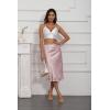imageALCEA ROSEA Womens Satin High Waisted Silk Aline Wedding Elegant Elastic Midi SkirtRose Pink