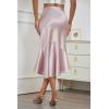 imageALCEA ROSEA Womens Satin High Waisted Silk Aline Wedding Elegant Elastic Midi SkirtRose Pink203