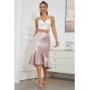 imageALCEA ROSEA Womens Satin High Waisted Silk Aline Wedding Elegant Elastic Midi SkirtRose Pink203