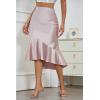 imageALCEA ROSEA Womens Satin High Waisted Silk Aline Wedding Elegant Elastic Midi SkirtRose Pink203