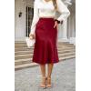 imageALCEA ROSEA Womens Satin High Waisted Silk Aline Wedding Elegant Elastic Midi SkirtWine Red