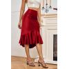 imageALCEA ROSEA Womens Satin High Waisted Silk Aline Wedding Elegant Elastic Midi SkirtWine203