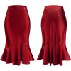 imageALCEA ROSEA Womens Satin High Waisted Silk Aline Wedding Elegant Elastic Midi SkirtWine203