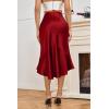 imageALCEA ROSEA Womens Satin High Waisted Silk Aline Wedding Elegant Elastic Midi SkirtWine203