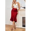 imageALCEA ROSEA Womens Satin High Waisted Silk Aline Wedding Elegant Elastic Midi SkirtWine203