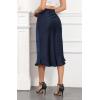 imageALCEA ROSEA Womens Satin High Waisted Silky Midi Skirt Elastic Aline Skirt for Wedding Party Work7302navy