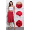 imageALCEA ROSEA Womens Satin High Waisted Silky Midi Skirt Elastic Aline Skirt for Wedding Party Work7302red