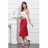 imageALCEA ROSEA Womens Satin High Waisted Silky Midi Skirt Elastic Aline Skirt for Wedding Party Work7302red