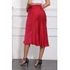 imageALCEA ROSEA Womens Satin High Waisted Silky Midi Skirt Elastic Aline Skirt for Wedding Party Work7302red