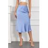 imageALCEA ROSEA Womens Satin High Waisted Silky Midi Skirt Elastic Aline Skirt for Wedding Party Work7302sky Blue