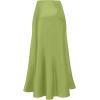 imageALCEA ROSEA Womens Satin High Waisted Silky Midi Skirt Elastic Aline Skirt for Wedding Party Work7307apple Green