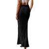 imageALCEA ROSEA Womens Satin High Waisted Silky Midi Skirt Elastic Aline Skirt for Wedding Party Work7307black
