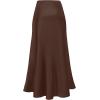 imageALCEA ROSEA Womens Satin High Waisted Silky Midi Skirt Elastic Aline Skirt for Wedding Party Work7307brown