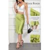 imageALCEA ROSEA Womens Satin High Waisted Silky Midi Skirt Elastic Aline Skirt for Wedding Party WorkApple Green