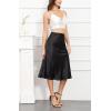 imageALCEA ROSEA Womens Satin High Waisted Silky Midi Skirt Elastic Aline Skirt for Wedding Party WorkBlack