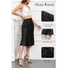 imageALCEA ROSEA Womens Satin High Waisted Silky Midi Skirt Elastic Aline Skirt for Wedding Party WorkBlack