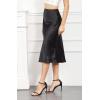 imageALCEA ROSEA Womens Satin High Waisted Silky Midi Skirt Elastic Aline Skirt for Wedding Party WorkBlack