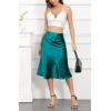 imageALCEA ROSEA Womens Satin High Waisted Silky Midi Skirt Elastic Aline Skirt for Wedding Party WorkBlackish Green