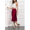 imageALCEA ROSEA Womens Satin High Waisted Silky Midi Skirt Elastic Aline Skirt for Wedding Party WorkBurgundy
