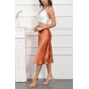 imageALCEA ROSEA Womens Satin High Waisted Silky Midi Skirt Elastic Aline Skirt for Wedding Party WorkCaramel