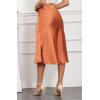 imageALCEA ROSEA Womens Satin High Waisted Silky Midi Skirt Elastic Aline Skirt for Wedding Party WorkCaramel