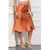 imageALCEA ROSEA Womens Satin High Waisted Silky Midi Skirt Elastic Aline Skirt for Wedding Party WorkCaramel