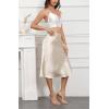 imageALCEA ROSEA Womens Satin High Waisted Silky Midi Skirt Elastic Aline Skirt for Wedding Party WorkChampagne