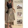 imageALCEA ROSEA Womens Satin High Waisted Silky Midi Skirt Elastic Aline Skirt for Wedding Party WorkLeopard