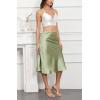 imageALCEA ROSEA Womens Satin High Waisted Silky Midi Skirt Elastic Aline Skirt for Wedding Party WorkLight Green