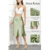 imageALCEA ROSEA Womens Satin High Waisted Silky Midi Skirt Elastic Aline Skirt for Wedding Party WorkLight Green