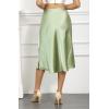 imageALCEA ROSEA Womens Satin High Waisted Silky Midi Skirt Elastic Aline Skirt for Wedding Party WorkLight Green