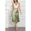 imageALCEA ROSEA Womens Satin High Waisted Silky Midi Skirt Elastic Aline Skirt for Wedding Party WorkLight Green