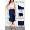 imageALCEA ROSEA Womens Satin High Waisted Silky Midi Skirt Elastic Aline Skirt for Wedding Party WorkNavy Blue