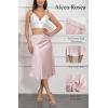 imageALCEA ROSEA Womens Satin High Waisted Silky Midi Skirt Elastic Aline Skirt for Wedding Party WorkPink