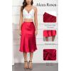 imageALCEA ROSEA Womens Satin High Waisted Silky Midi Skirt Elastic Aline Skirt for Wedding Party WorkWine Red