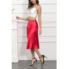 imageALCEA ROSEA Womens Satin High Waisted Silky Midi Skirt Elastic Aline Skirt for Wedding Party WorkWine Red