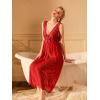 imageALCEA ROSEA Womens Sexy Lingerie Sheer Mesh Babydoll Sleepwear Pajamas Lace V Neck Sleeveless Chemise Nightgowns 3805Burgundy