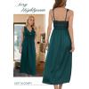 imageALCEA ROSEA Womens Sexy Lingerie Sheer Mesh Babydoll Sleepwear Pajamas Lace V Neck Sleeveless Chemise Nightgowns 3805Dark Greensilky