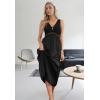 imageALCEA ROSEA Womens Sexy Lingerie Sheer Mesh Babydoll Sleepwear Pajamas Lace V Neck Sleeveless Chemise Nightgowns 3805Pitch Blacksilky
