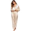 imageALCEA ROSEA Womens Silk Satin Pajamas Set 2 Piece Silky Pj Sets Sleepwear Loungewear Button Down Short Sleeve Bridesmaid PjsChampagne