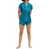 imageALCEA ROSEA Womens Silk Satin Pajamas Set 2 Piece Silky Pj Sets Sleepwear Loungewear Button Down Short Sleeve Bridesmaid PjsDiamond Green