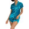 imageALCEA ROSEA Womens Silk Satin Pajamas Set 2 Piece Silky Pj Sets Sleepwear Loungewear Button Down Short Sleeve Bridesmaid PjsDiamond Green