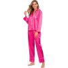 imageALCEA ROSEA Womens Silk Satin Pajamas Set 2 Piece Silky Pj Sets Sleepwear Loungewear Button Down Short Sleeve Bridesmaid PjsFuchsia
