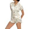imageALCEA ROSEA Womens Silk Satin Pajamas Set 2 Piece Silky Pj Sets Sleepwear Loungewear Button Down Short Sleeve Bridesmaid PjsGold Champagne