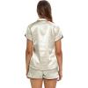 imageALCEA ROSEA Womens Silk Satin Pajamas Set 2 Piece Silky Pj Sets Sleepwear Loungewear Button Down Short Sleeve Bridesmaid PjsGold Champagne