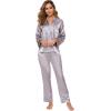 imageALCEA ROSEA Womens Silk Satin Pajamas Set 2 Piece Silky Pj Sets Sleepwear Loungewear Button Down Short Sleeve Bridesmaid PjsGrey Charcoa